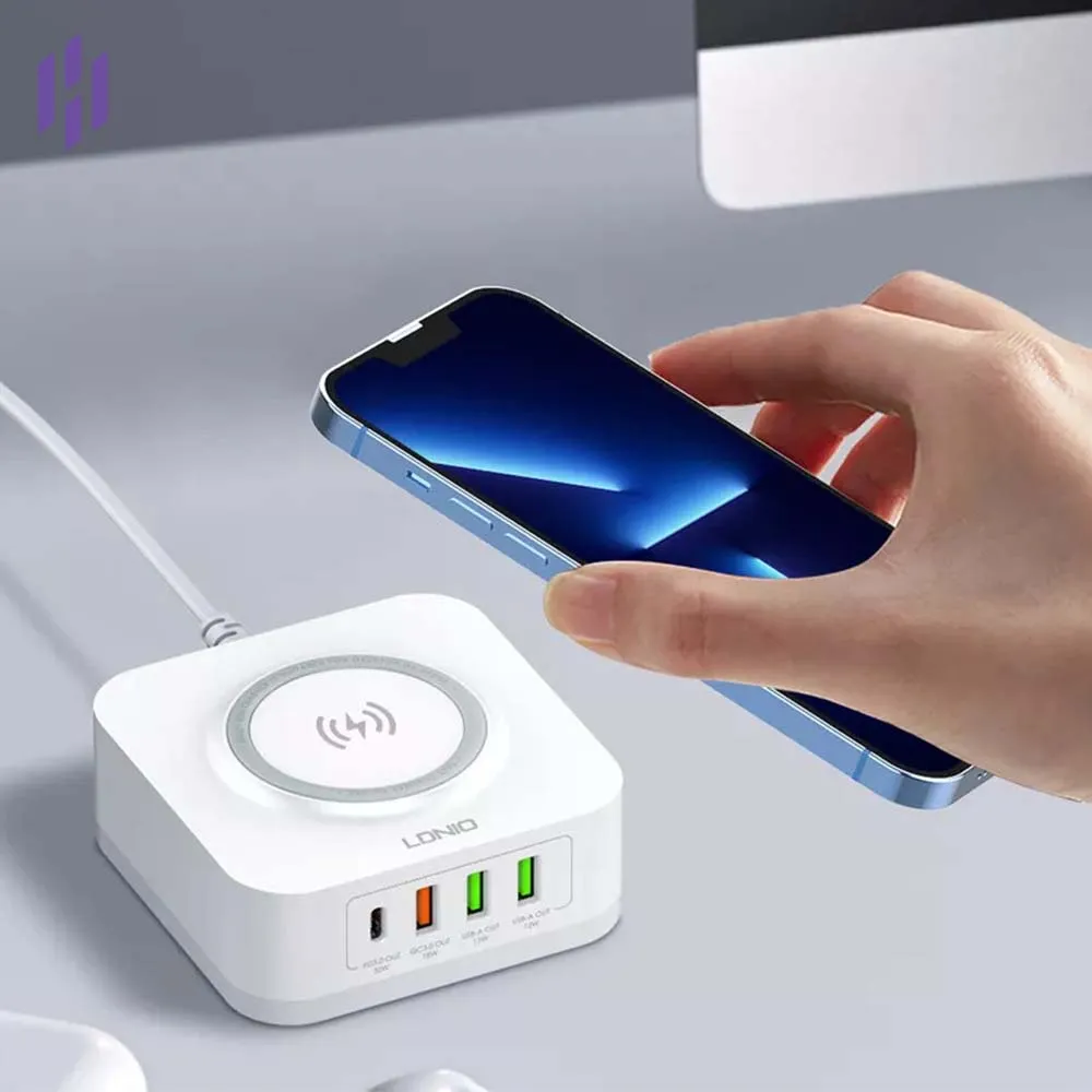 LDNIO AW004 32W 5 in 1 Charging Station with 15W Wireless Charger